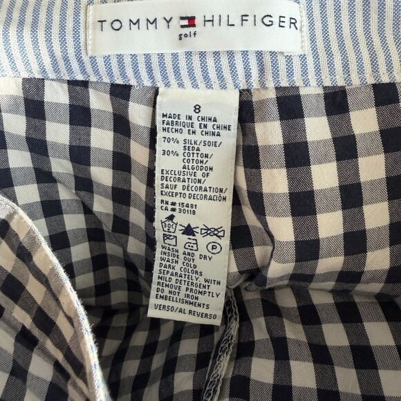 TOMMY HILFIGER Plaid Silk Cotton Blend Golf Skort Size 8 - Picture 2 of 10